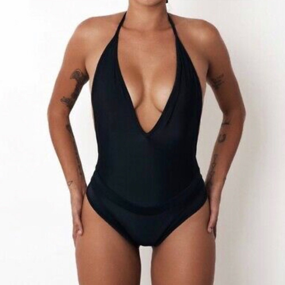 Fae Swim Sexy One Piece Black Swimsuit